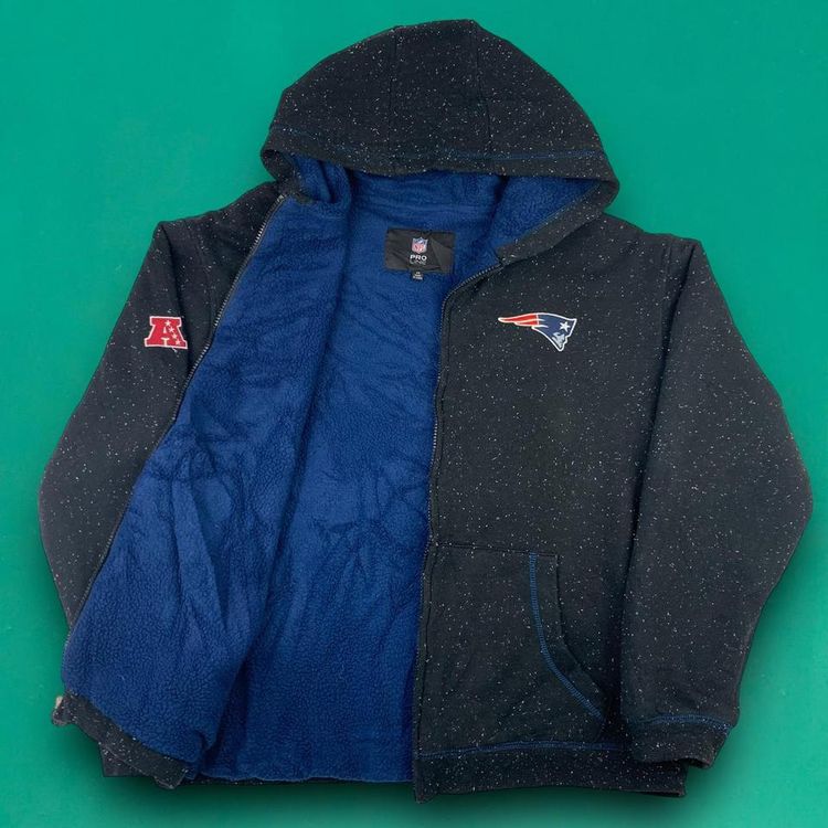 NFL New England Patriots Vintage Fleece Lined Cosy Embroidered Thick Hoodie Fleece Black M 3