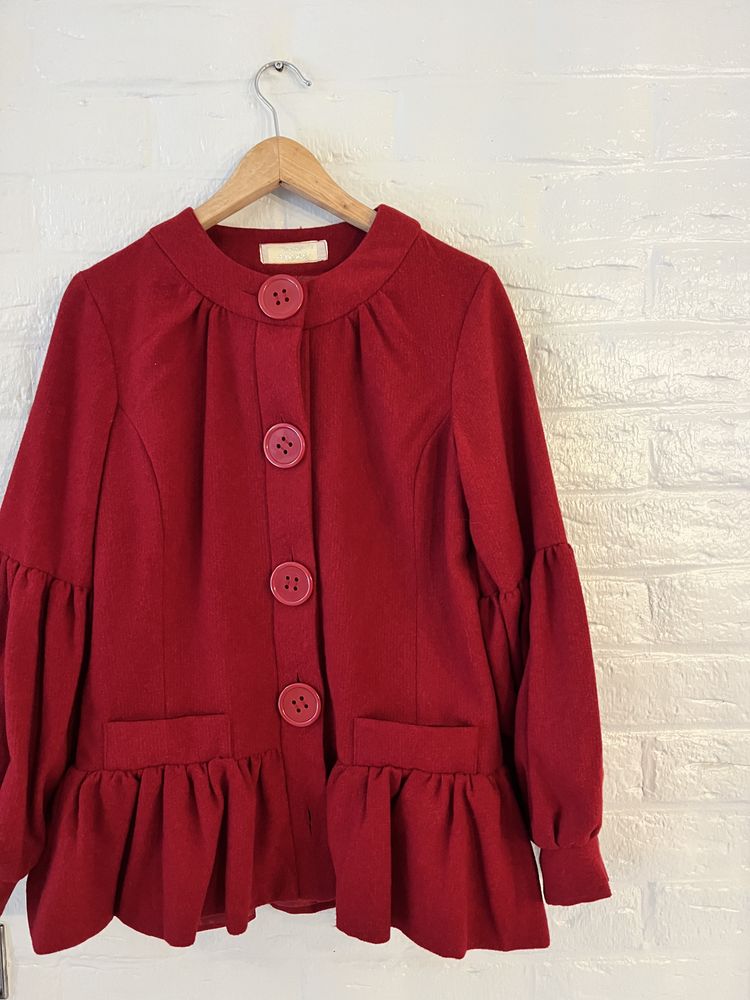 Other Red Button-Up Jacket With Ruffle Details product image