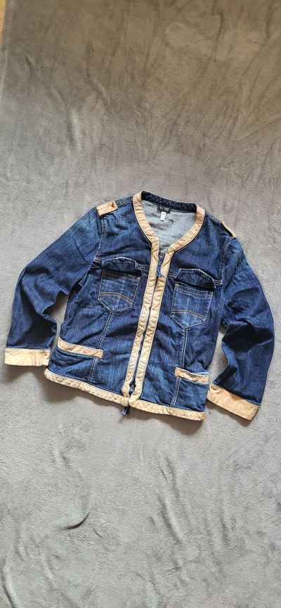 Denim Jacket With Beige Trim