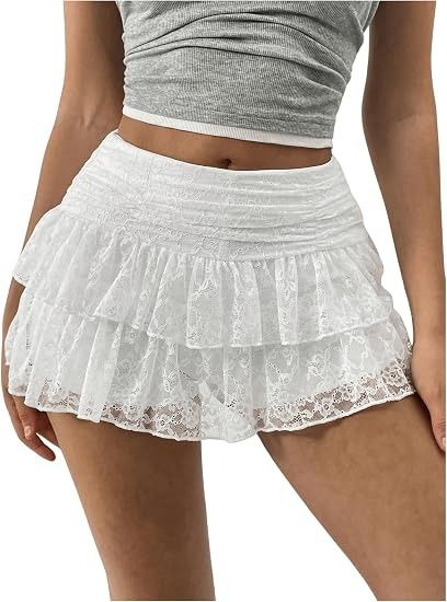 Other White Lace Tiered Mini Skirt product image