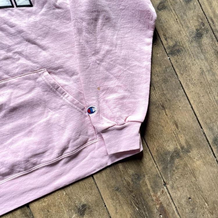 Champion Hoodie Y2K Sports College Vintage Sweatshirt, Pink, Womens Large 4