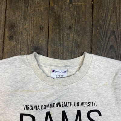 Champion Virginia Rams Sweatshirt Pull Over Y2K Sports Jumper, White, Mens L 6