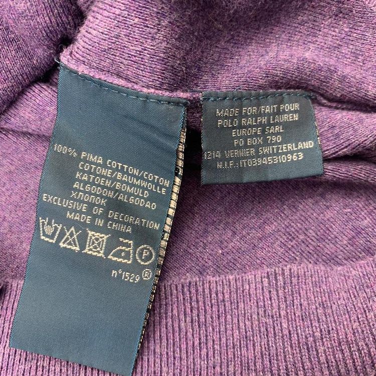 Ralph Lauren 100% Pima Cotton Embroidered Logo V-Neck Jumper Sweater Purple S 3