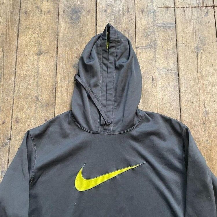 Nike Hoodie Y2K Centre Swoosh Sports Sweatshirt, Grey, Mens XL 2
