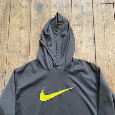 Nike Hoodie Y2K Centre Swoosh Sports Sweatshirt, Grey, Mens XL 2