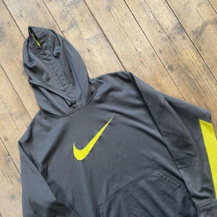 Nike Hoodie Y2K Centre Swoosh Sports Sweatshirt, Grey, Mens XL 3