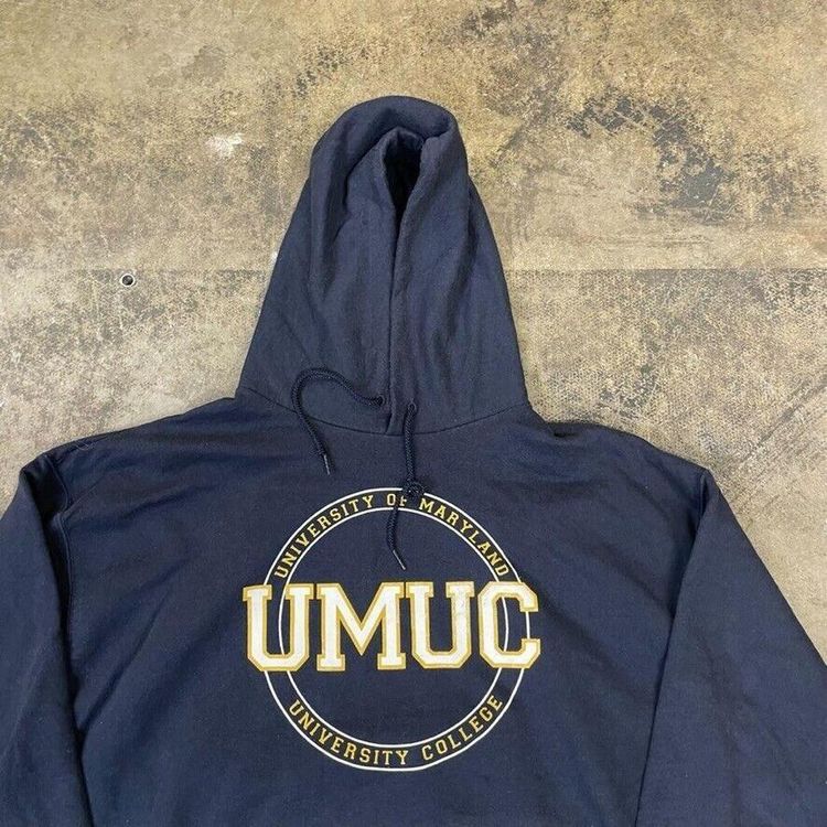 Champion College Hoodie Graphic USA Y2K Sports Sweatshirt, Navy Blue, Mens XL 2