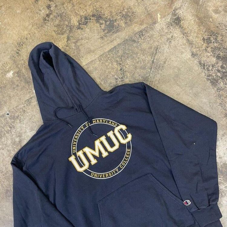 Champion College Hoodie Graphic USA Y2K Sports Sweatshirt, Navy Blue, Mens XL 3
