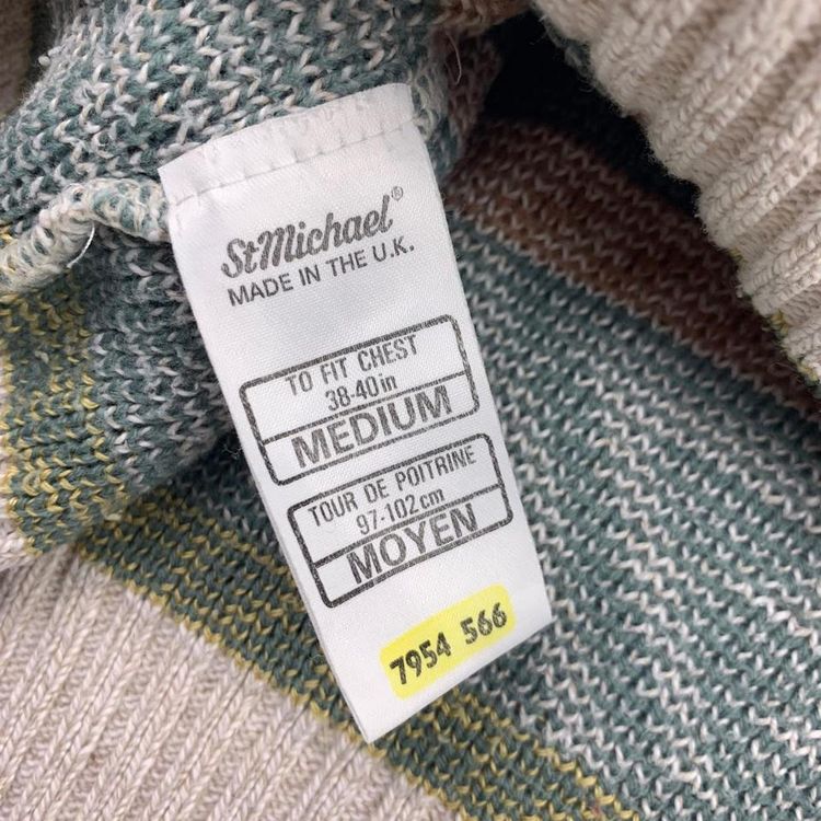 St Michael Vintage 90s Retro Crazy Heavy Knitted Knit Crew Neck Jumper Made in UK Grey M image 4