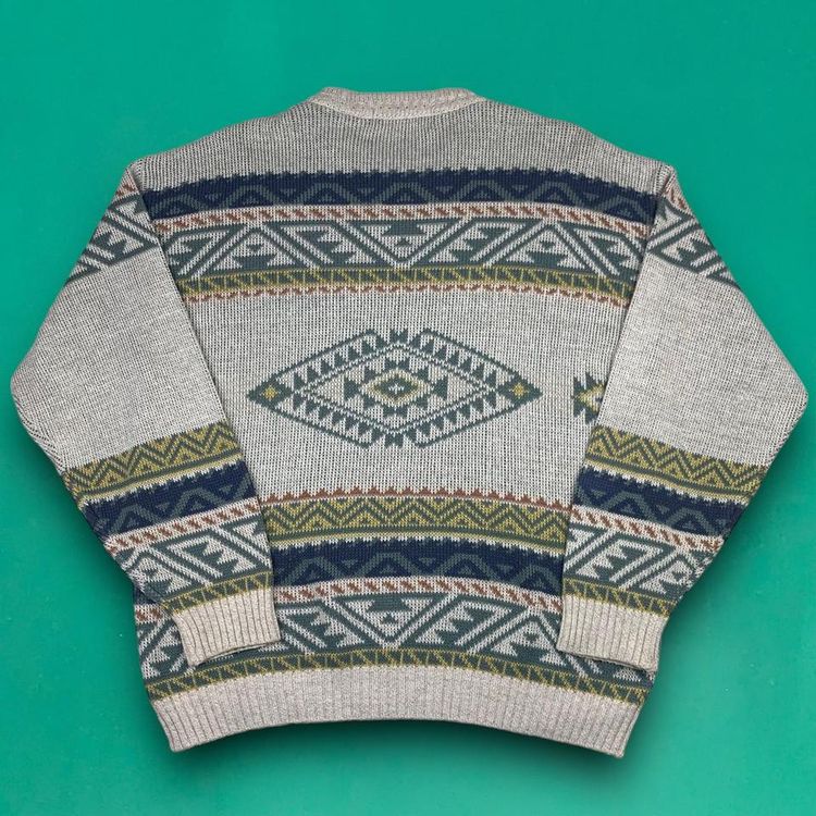 St Michael Vintage 90s Retro Crazy Heavy Knitted Knit Crew Neck Jumper Made in UK Grey M image 6