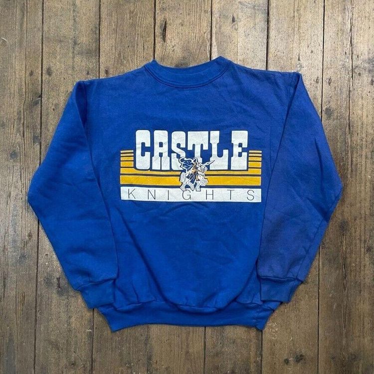 College Sweatshirt Y2K Crew Neck Sports Jumper, Blue, Mens Large image 1