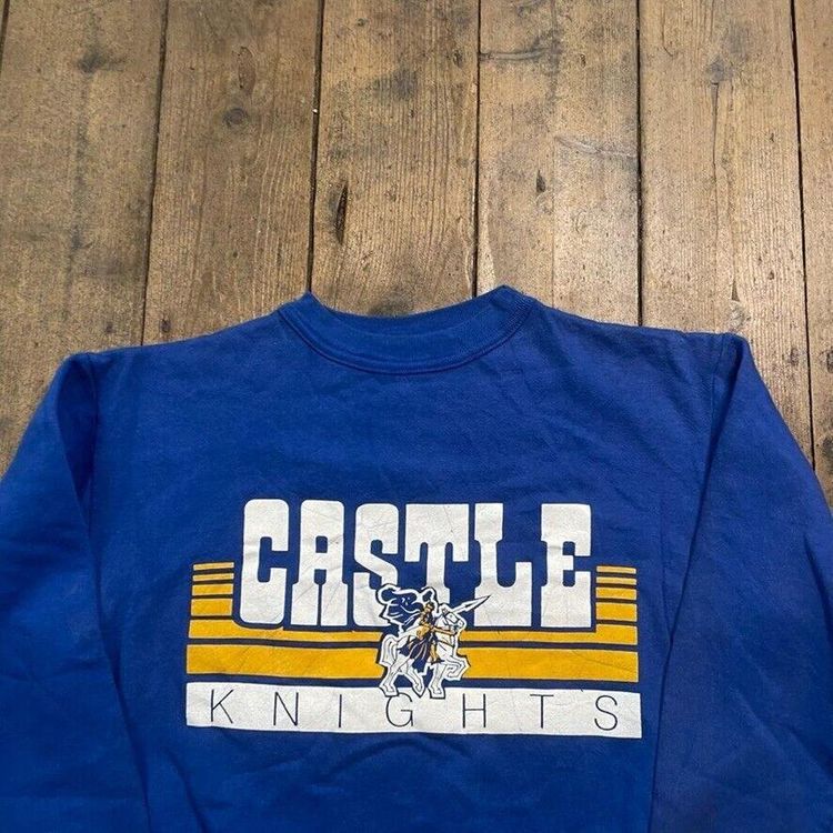 College Sweatshirt Y2K Crew Neck Sports Jumper, Blue, Mens Large image 2