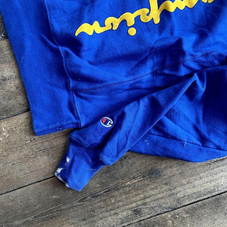 Champion Reverse Weave Sweatshirt Spellout Jumper, Blue, Mens Medium image 3