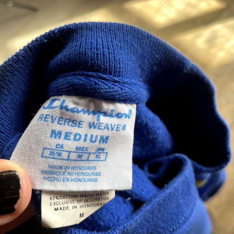 Champion Reverse Weave Sweatshirt Spellout Jumper, Blue, Mens Medium image 6