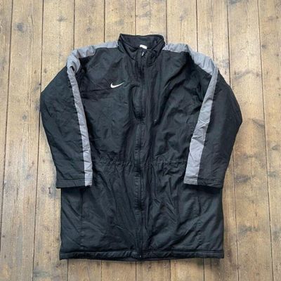 Nike Puffer Jacket Full Zip Vintage Y2K Sports Coat, Black, Mens XL 1