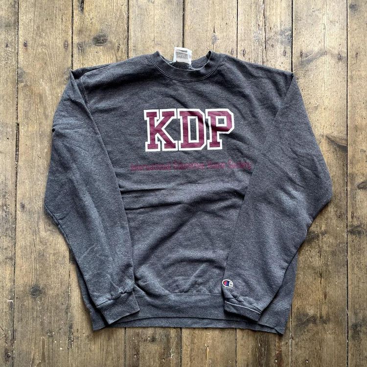 Champion Sweatshirt College Y2K Sports Jumper, Grey, Mens Large