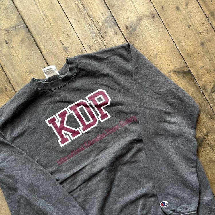 Champion Sweatshirt College Y2K Sports Jumper, Grey, Mens Large 3