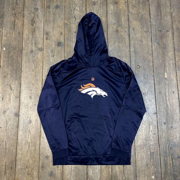 NFL Hoodie Denver Broncos USA Sports Spellout Sweatshirt, Navy, Mens Small