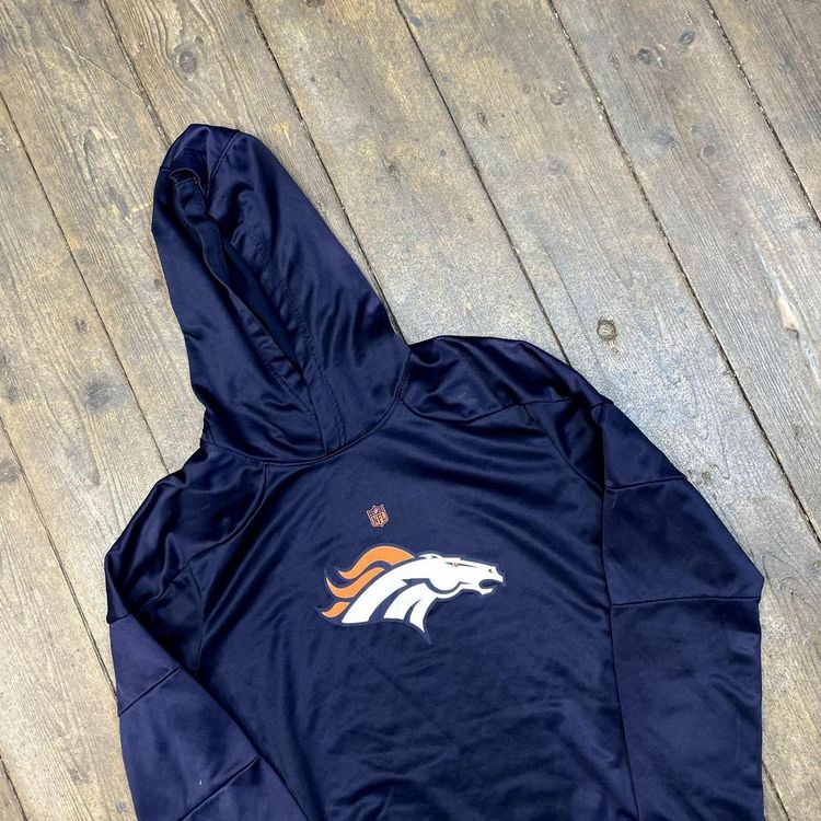 NFL Hoodie Denver Broncos USA Sports Spellout Sweatshirt, Navy, Mens Small 3
