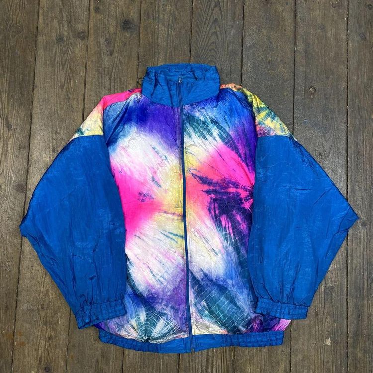 Other Vintage Track Jacket 90s Tie Dye Sports Full-Zip Windbreaker, Blue, Mens XL product image