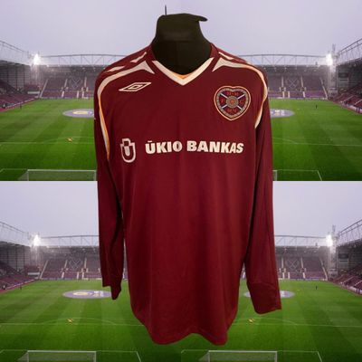 HEARTS 2007-08 HOME FOOTBALL SHIRT LONG SLEEVES 1