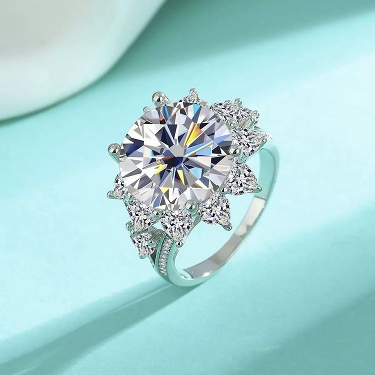 Other Silver Ring With Large Round Central Gemstone And Smaller Surrounding Stones product image