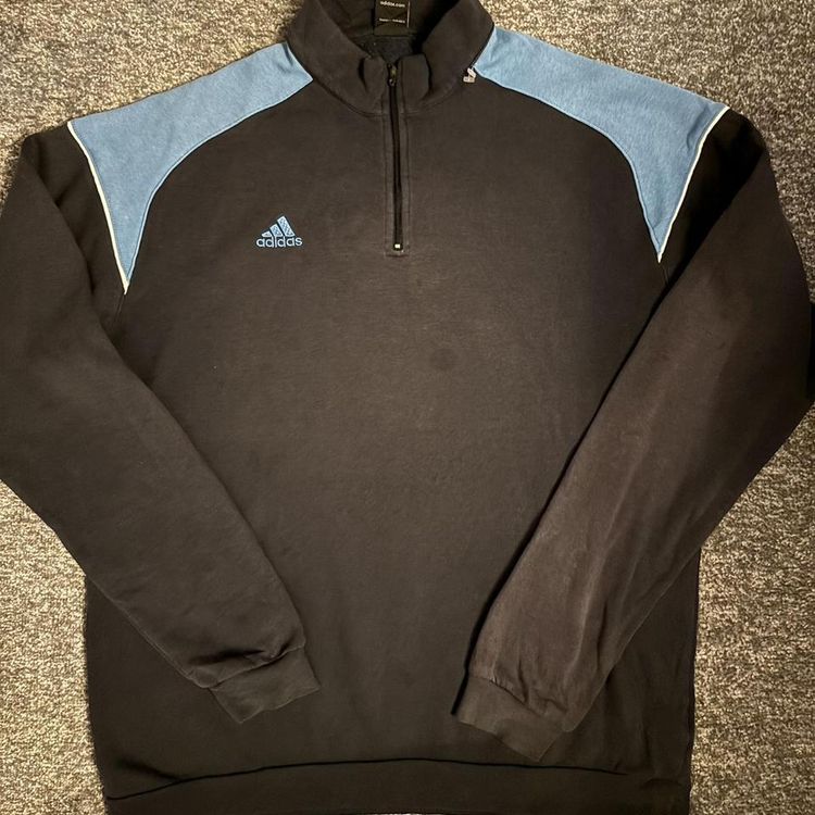 Mens navy vintage y2k adidas quarter zip jumper