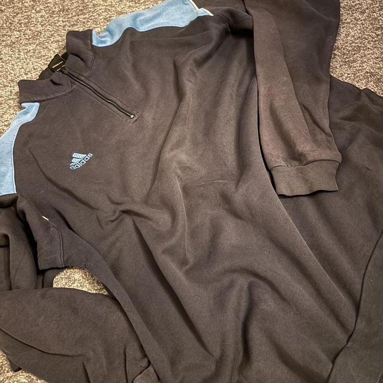 Mens navy vintage y2k adidas quarter zip jumper 5