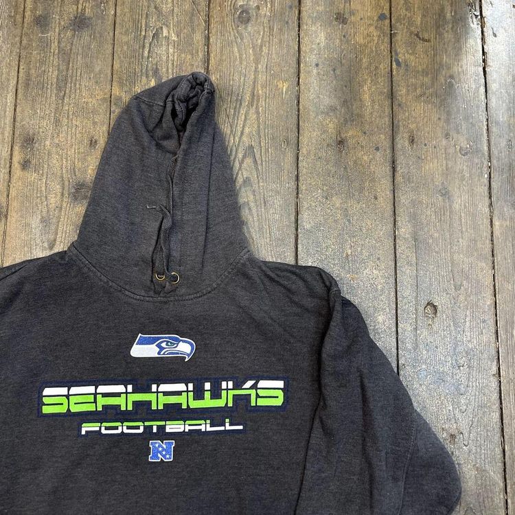 NFL Hoodie SeaHawks Football Sports Sweatshirt, Grey, Mens Large 2