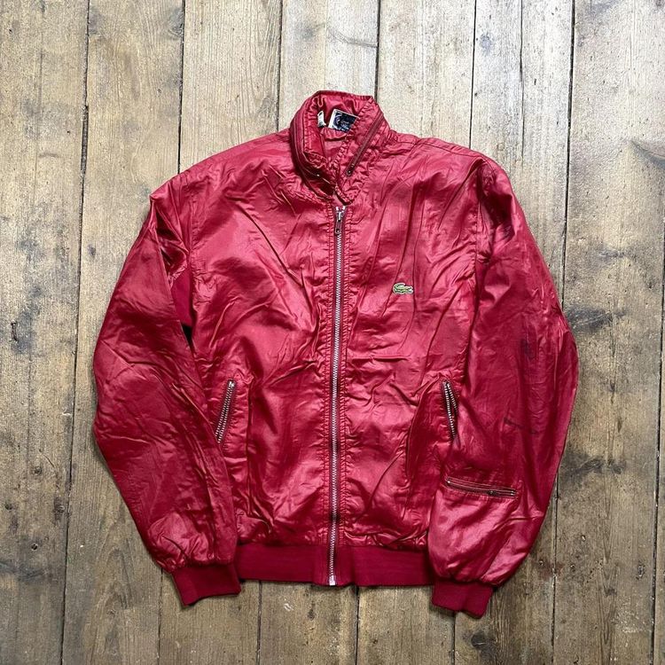 Lacoste Bomber Jacket Vintage USA 90s Full Zip Coat, Red, Womens Small image 1