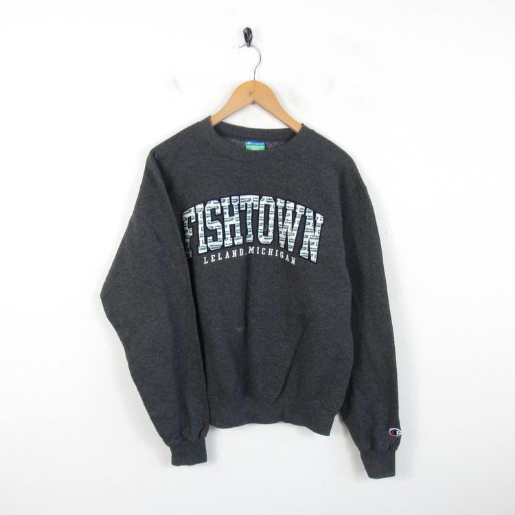 VINTAGE CHAMPION USA COLLEGE UNIVERSITY AMERICAN GREY ROUND NECK SWEATSHIRT