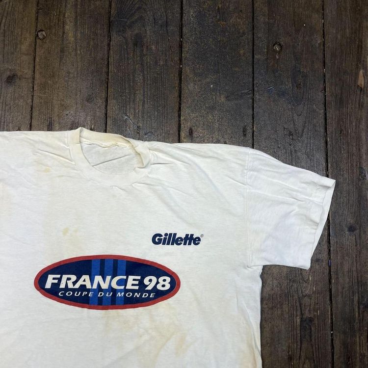 France 98 Graphic T-Shirt Vintage 90s Single Stitch Tee, White Mens Large image 2