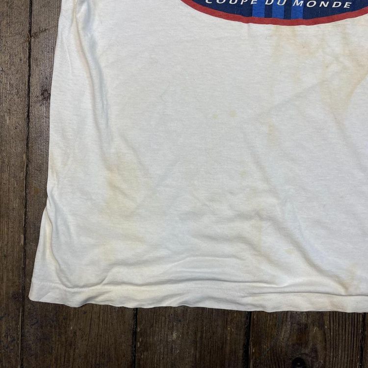France 98 Graphic T-Shirt Vintage 90s Single Stitch Tee, White Mens Large image 6