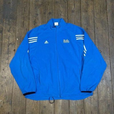 Adidas Fleece Jacket Y2K UCLA Vintage Full Zip Sports Jumper, Blue, Mens 2XL 1