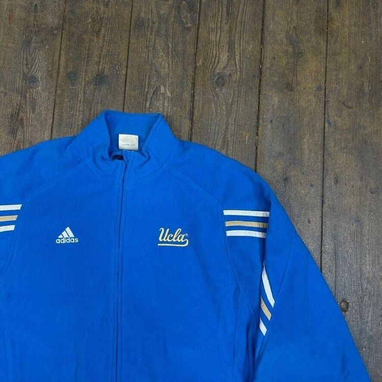 Adidas Fleece Jacket Y2K UCLA Vintage Full Zip Sports Jumper, Blue, Mens 2XL 2