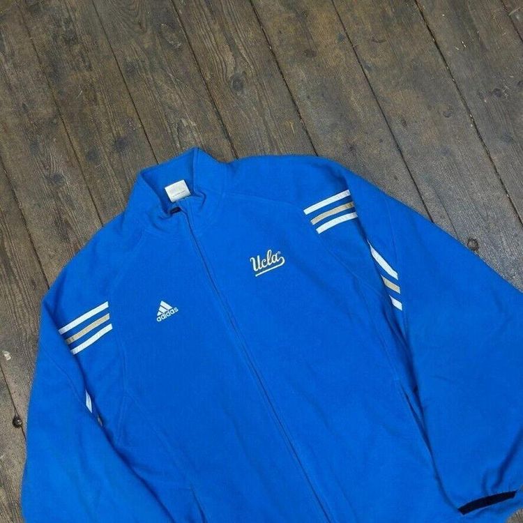 Adidas Fleece Jacket Y2K UCLA Vintage Full Zip Sports Jumper, Blue, Mens 2XL 3