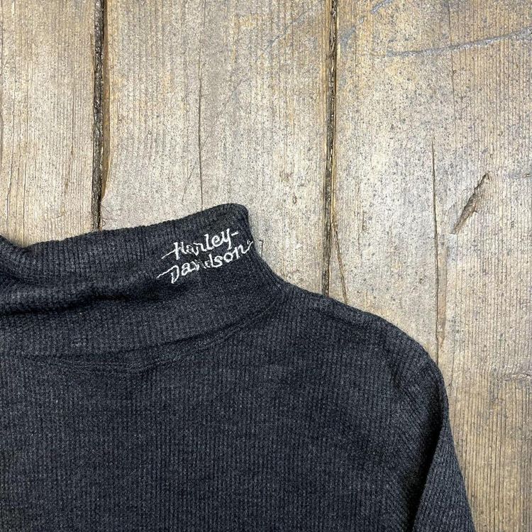 Harley Davidson Jumper Vintage Knit Mock Neck USA Sweater, Grey, Womens Large image 7