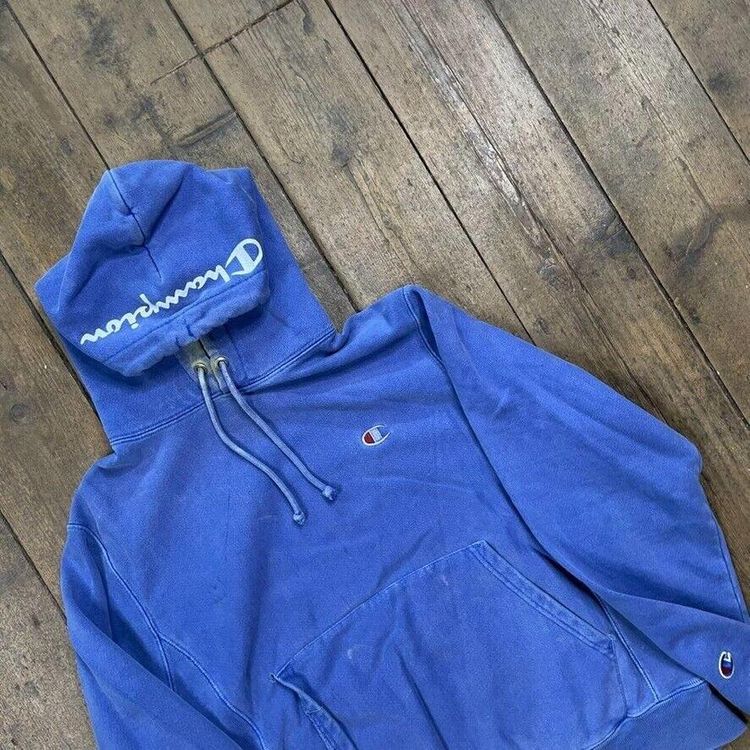 Champion Reverse Weave Hoodie Pull Over Sports Sweatshirt, Blue, Mens Small 3
