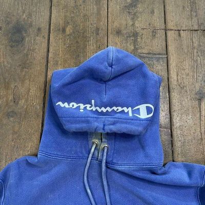 Champion Reverse Weave Hoodie Pull Over Sports Sweatshirt, Blue, Mens Small 5
