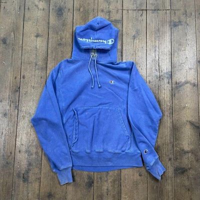 Champion Reverse Weave Hoodie Pull Over Sports Sweatshirt, Blue, Mens Small 1