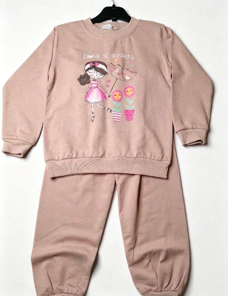 Kids Pink Sweatshirt And Pants Set age 4-5 uears image 1