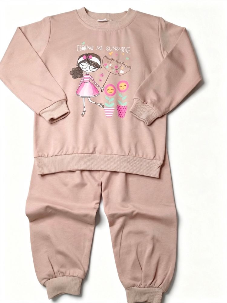 Kids Pink Sweatshirt And Pants Set age 4-5 uears image 2