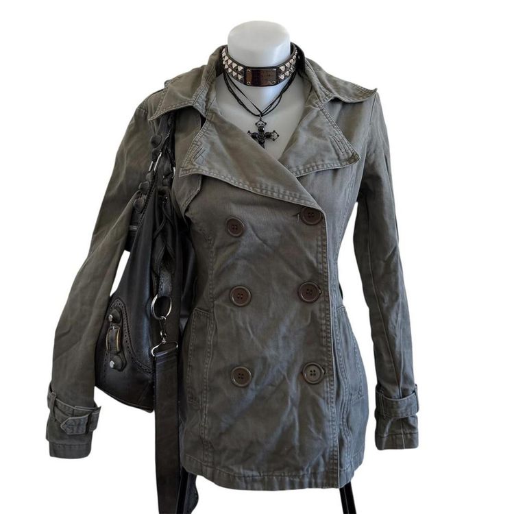 Double-Breasted Jacket With Bag And Necklaces