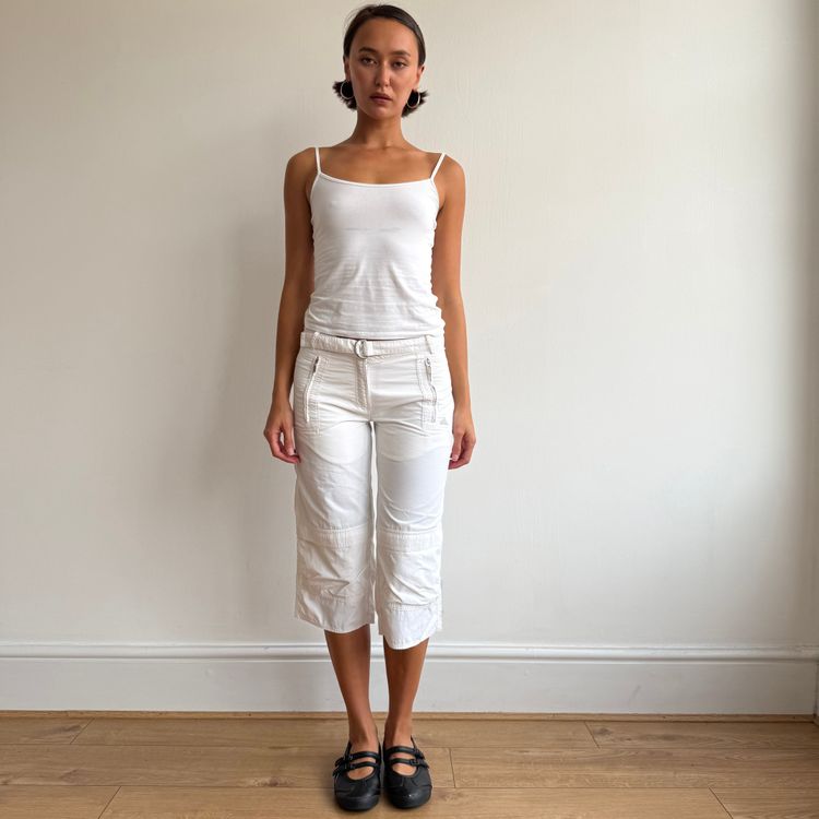 White Adidas belt capris - Size S