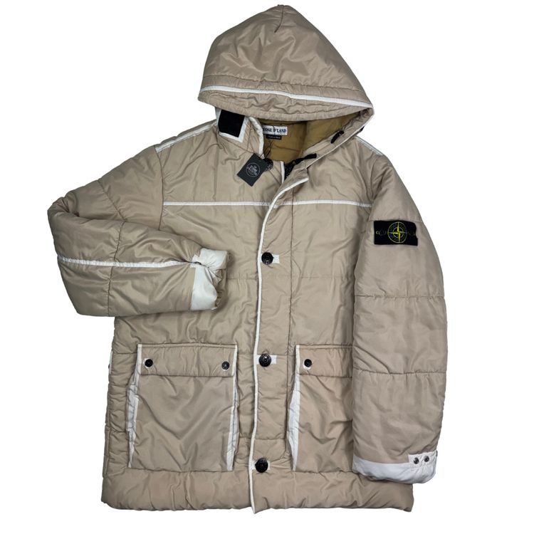 Abrigo Stone Island Parka Ripstop Crema - talla XL