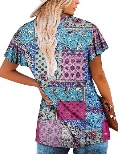 Patchwork Print Short Sleeve Blouse image 2