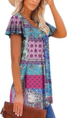 Patchwork Print Short Sleeve Blouse image 3