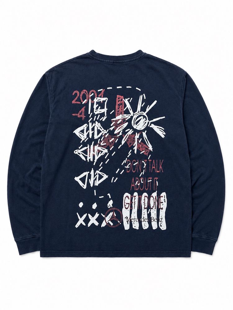 Navy Long Sleeve Graphic T-Shirt image 1