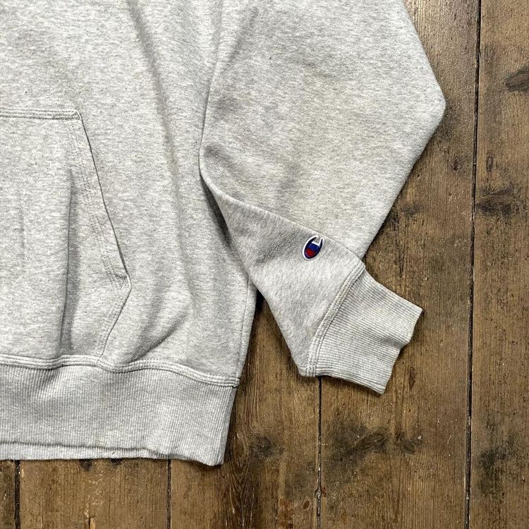 Champion Hoodie Spell Out Y2K Vintage Sports Sweatshirt, Grey, Mens XL 4