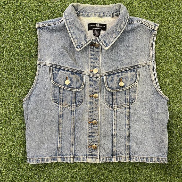 Womens Lonney Tunes denim jacket with embroidered back graphic image 1